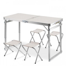 Стол для пикника усиленный 120 х 60 см с 4 стульями Folding Table белый